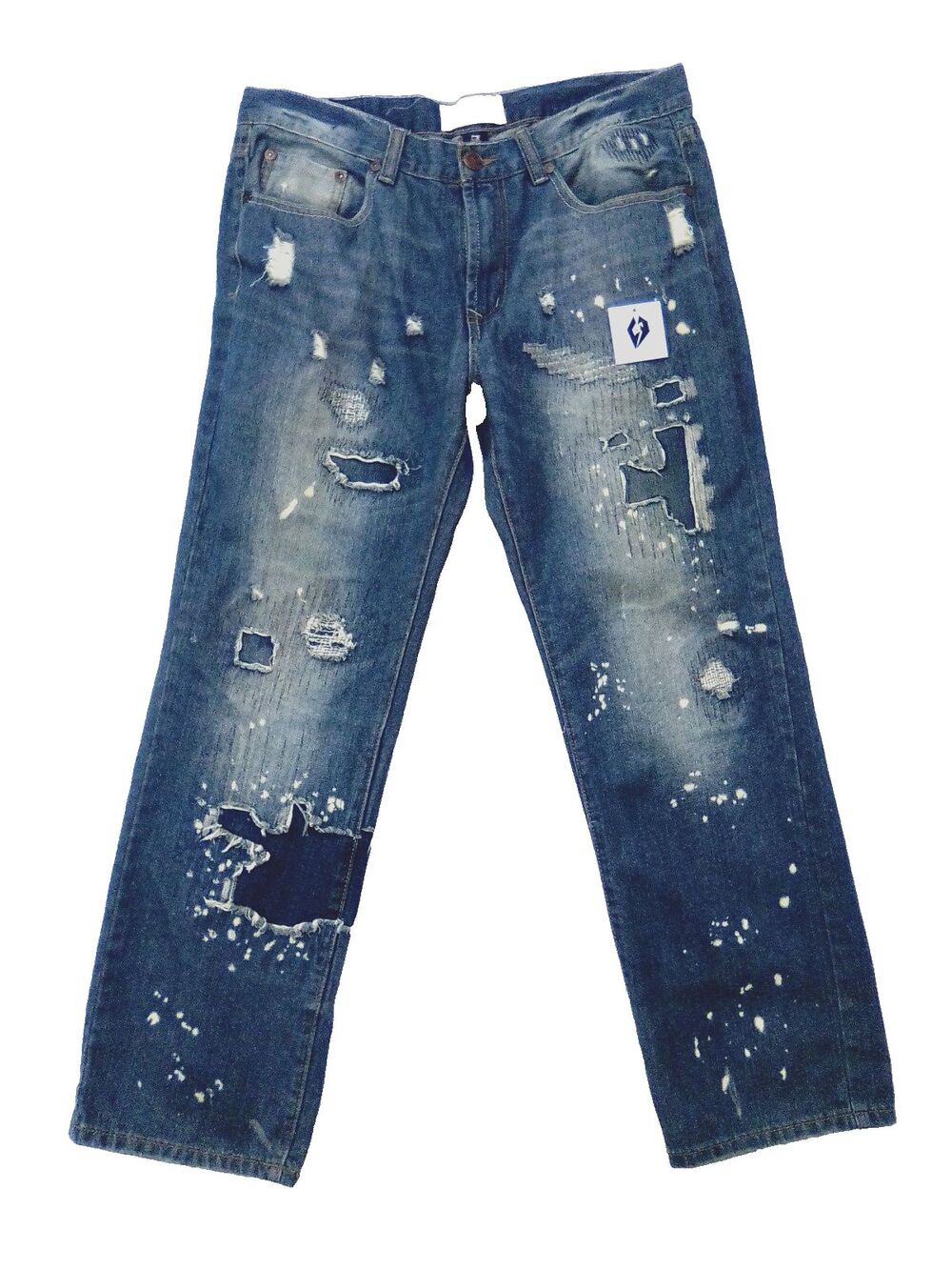 Bleecker & Mercer Men's Distressed Grind House Straight Leg Denim Jeans  34/30